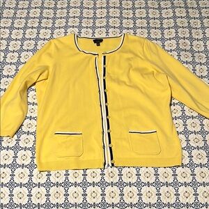 Talbots Yellow Cardigan with Black and White Trim